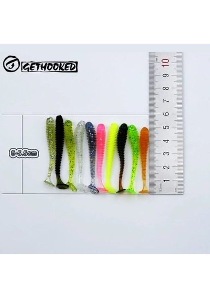 Açık Kahverengi Tarzı Gethooked Lot Wobblers Fishing Soft Lures Rubber Soft Baits G T-Tail Soft Worm Artificial Baits Bass Silicone Fish (Yurt Dışından) modelleri