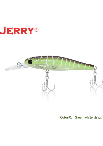 Yeşil Beyaz Şeritler Stili 65 mm Jerry Tüfek Alabalık Minnow Sert Lures Rock G Balıkçılık Pislik Bait Bas Yavaş Batan Fiş 4.8g'de Olta Balıkçılığı (Yurt Dışından)