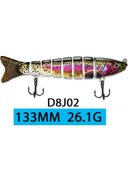 D8J02 387 Stili Ods 14CM 30G Batan Wobblers Balıkçılık Lures Eklemli Crankbait Swimbait 8 Segment Sert Yapay Yem Olta Takımı Cazibesi (Yurt Dışından)