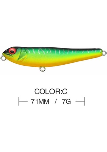 C 71MM-7G Stili G Yeni Topwater Kalem Wtd Yüzey Balıkçılık Cazibesi Köpek Yürümek Yapay Tuzlu Su Sert Yem Bass Plastik Yürüteç Takımı (Yurt Dışından)