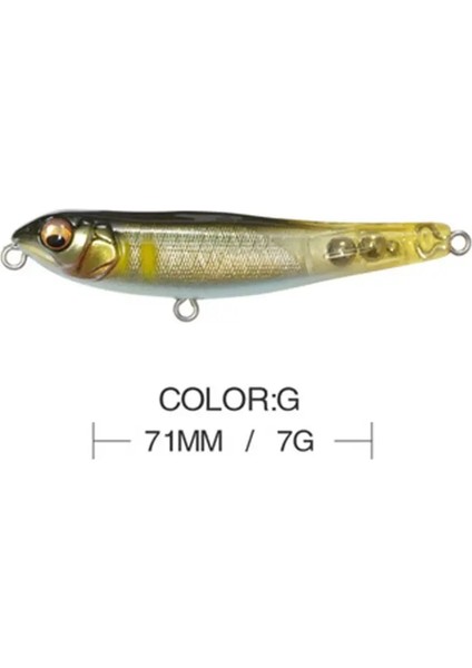G 71MM-7G Stili G Yeni Topwater Kalem Wtd Yüzey Balıkçılık Cazibesi Köpek Yürümek Yapay Tuzlu Su Sert Yem Bass Plastik Yürüteç Takımı (Yurt Dışından)