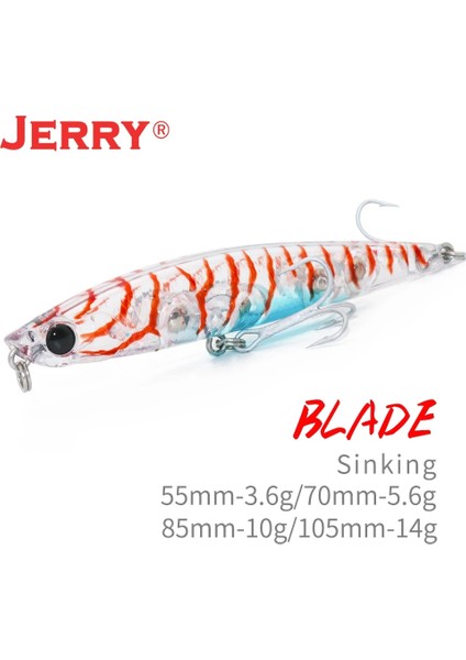 Renk 4 Tarzı 105MM Batan Jerry Blade Batan Kalem Yemler Hafif Kaya Balık Tutma Alabalık Bas Cazibesi Tiz Kanca Uzun Döküm Pecsa Takımı (Yurt Dışından) fiyatları