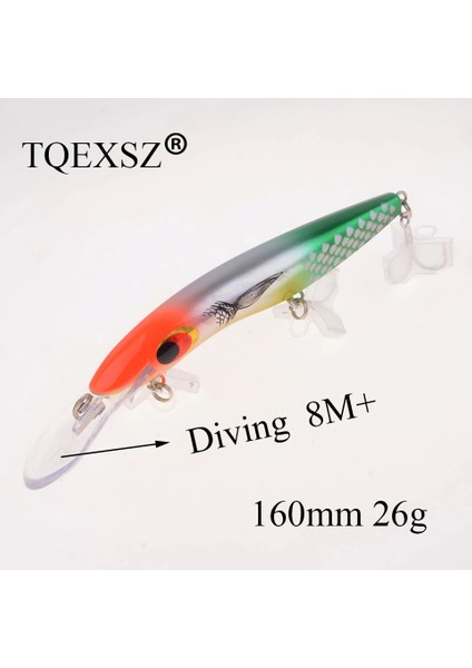 E Stili 1 Adet Yüksek Li Büyük Minnow Balıkçılık Lures 16CM 26G Derin Dalış 8m+ Sert Crankabits Wobblers Keskin Kancalar Olta Takımı 3D Gözler (Yurt Dışından) fiyatları