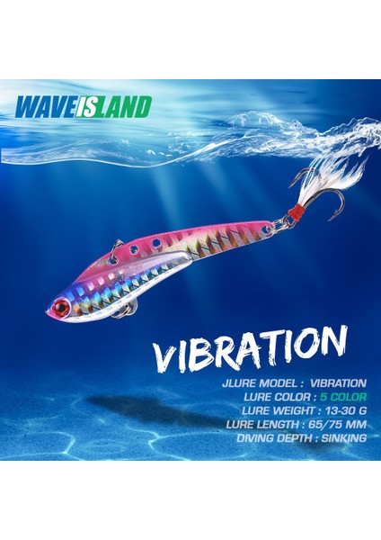 Pembe Tarzı 13G Waveısland Metal Vib Balıkçılık Cazibesi Lazer G Uzun Atış Yuvaları Kanca Metal Jig Isca Yapay Bas Yem Derin Deniz Balıkçılık Yemi (Yurt Dışından)