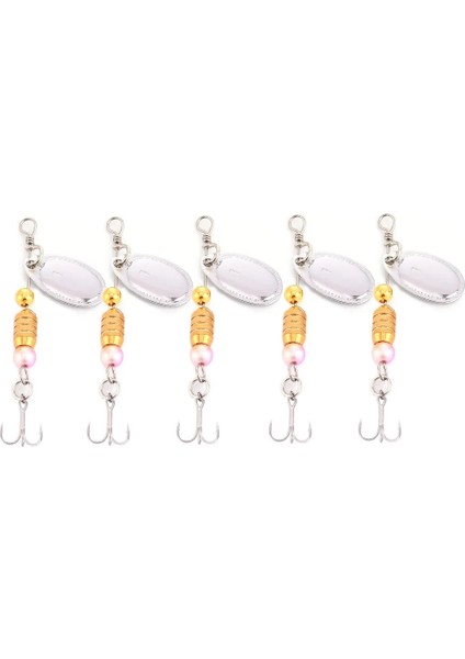 N129-5PCS-GÜMÜŞ Tarzı 5.5g Er Yemler Balıkçılık Cazibesi Tel Erbait Sequins Ing Metal Kaşık Jig Wobblers Pike Sert Takım Seti Kutu Kanca Kiti ile (Yurt Dışından)