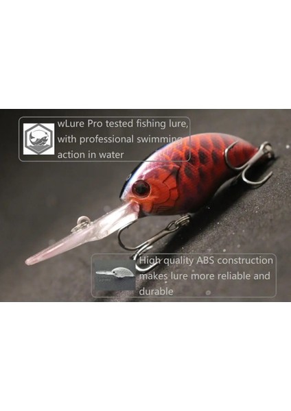 HC733X461 Stili Wlure 11G 8.5cm Derin Su Wobbler Gerçek Cilt Boyama Sıkı Yüzen Crankbait Kesme Bıçağı Tiz Kancalar Balıkçılık Lures HC733 (Yurt Dışından)