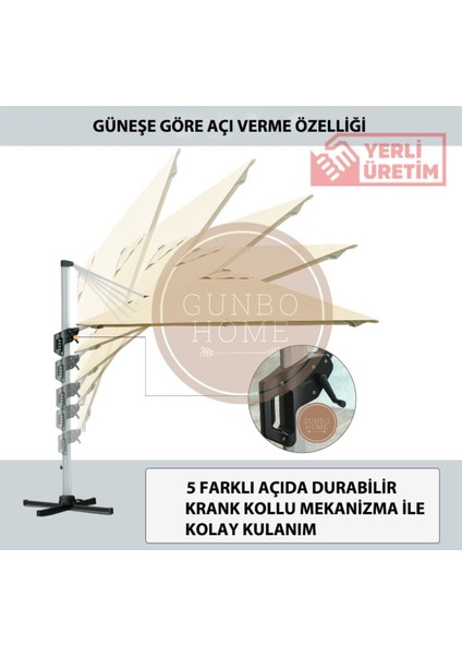 3*3 Kare Bahçe Şemsiyesi Tam Profesyonel 360 Derece Döner Pedallı Güneş Açılı Dış Alan Şemsiyesi