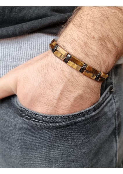 Kaplangözü ve Hematit Doğal Taş Çift Sıra Bileklik