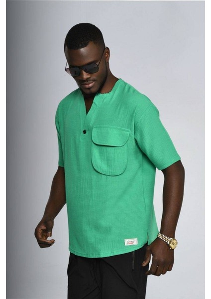 Yeşil Cepli V Yaka T-Shirt 410409 fiyatları