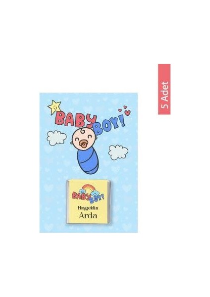 Tabby Design Baby Boy Erkek Bebek Çikolatalı Hediye Kartı