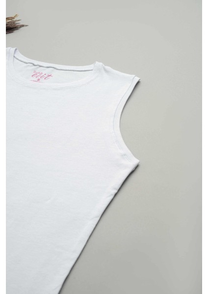 Elit Elastan Sıfır Kol Bisiklet Yaka Kadın Beyaz Body modelleri