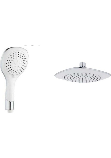 Tekno Trust Duş Başlığı Beyaz Tepe Duş ve El Duş İkili Set