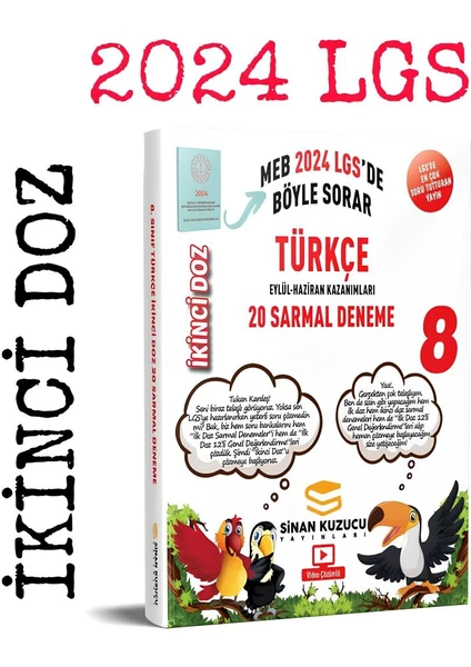 Sinan Kuzucu Yayınları 8. Sınıf Türkçe Sarmal Branş Denemesi 2024