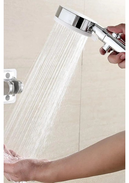 Tekno Trust Duş Başlığı 5 Fonksiyonlu Su Tasarruflu Duş Başlığı, Gümüş Yüksek Basınçlı Tek Tuşla Durdurma ve Ak modelleri