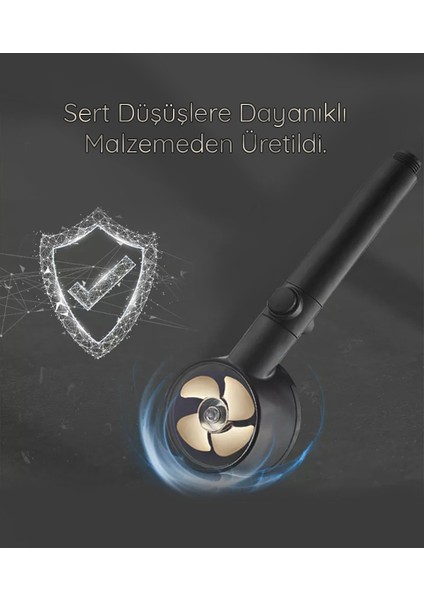 Tekno Trust Duş Başlığı 5 Fonksiyonlu Turbo Jet Pervaneli Duş Başlığı Aç-Kapa Butonlu Siyah fırsatları