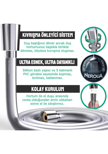 Tekno Trust Duş Hortumu (2 Adet) 150 cm Yüksek Basınçlı Uzun Duş Hortumu - Kopmaz, Kıvrışmaz, Kırılmaz Pvc-Polye fiyatları