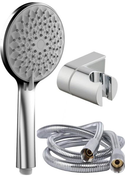 Tekno Trust Duş Başlığı Nilüfer 3 In 1 5 Fonksiyonlu Banyo Duş Başlığı Seti L Mafsal ve 1,5 Metre Örgülü Hortum