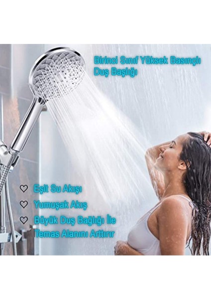 Tekno Trust Duş Başlığı Nilüfer 3 In 1 5 Fonksiyonlu Banyo Duş Başlığı Seti L Mafsal ve 1,5 Metre Örgülü Hortum fırsatları
