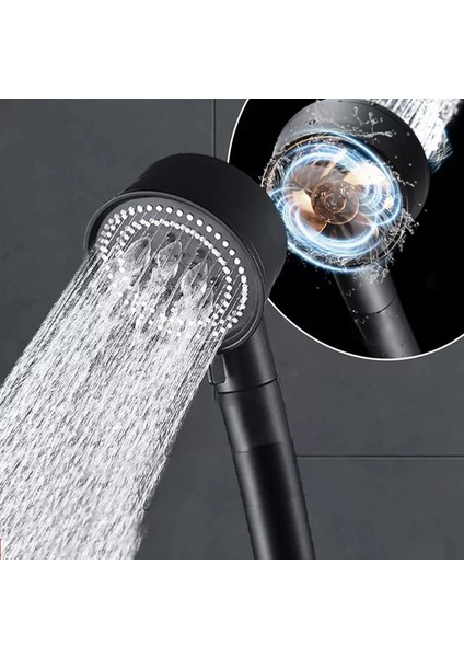Tekno Trust Siyah Turbo Fan Pervaneli 5 Fonksiyonlu, Start/stop Düğmeli Su Tasarruflu Duş Başlığı, El Duşu Siya fırsatları