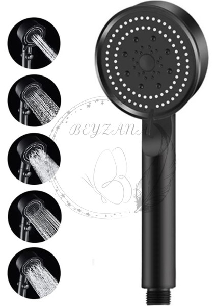Tekno Trust Siyah Turbo Fan 5 Fonksiyonlu Su Tasarruflu Duş Başlığı Siyah Plastik Duş Başlığı