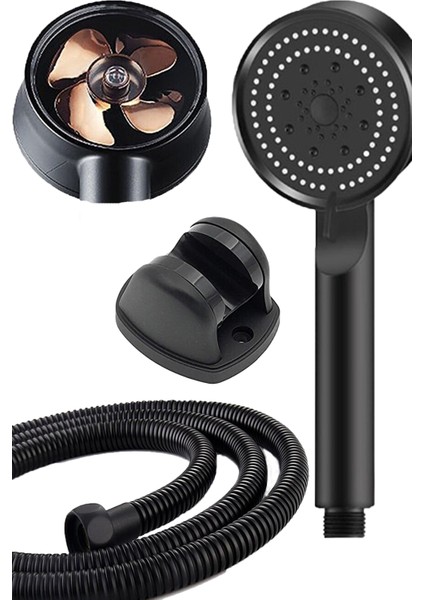 Tekno Trust Beyaz Turbo Pervaneli 5 Fonksiyonlu Duş Başlığı Duş Hortumu 150 cm ve Mafsal Set Duş Seti Plastik fiyatları