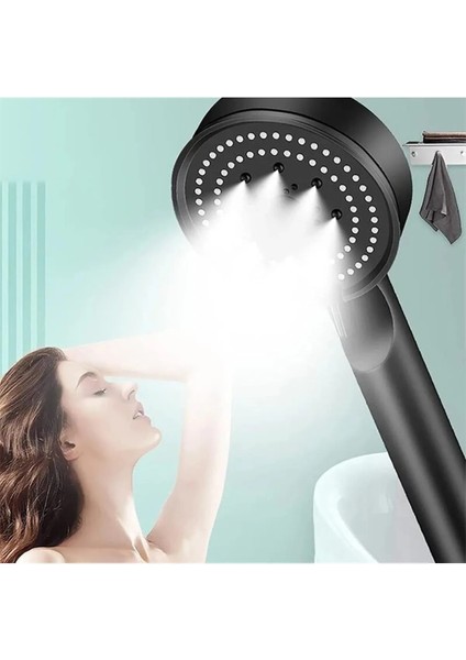 Tekno Trust Plastik Siyah Spa Duş Başlığı & Siyah Duş Hortumu Duş Başlığı Seti Duş Seti Beyaz
