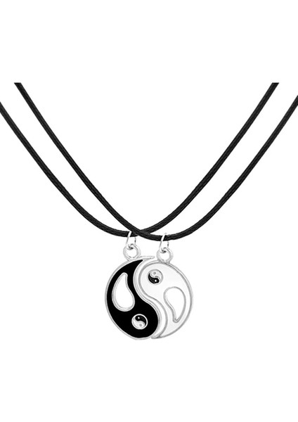 Yin Yang Model Ayarlanabilir Arkadaşlık ve Sevgili Kolye ve Bileklik Seti