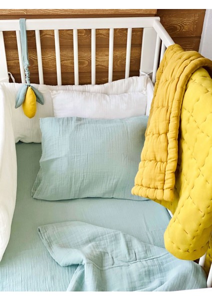 Keseli Müslin Nevresim Takımı 100 x 135 cm +/ - 3cm Çarşaf 120 x 150 Yastık 35 x 45 cm Mint Yeşil