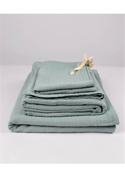 Keseli Müslin Nevresim Takımı 100 x 135 cm +/ - 3cm Çarşaf 120 x 150 Yastık 35 x 45 cm Mint Yeşil modelleri