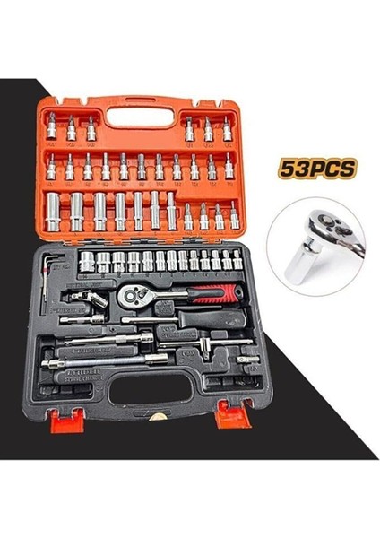 Germany Cr-V Max 1/4 Cırcırlı 53 Parça Lokma Anahtar Takımı Bits Uç Seti Tam Set