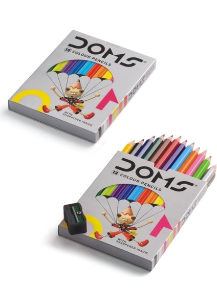 Doms Kuru Boya Kalemi 12 Renk Yarım Boy x 12'li Paket