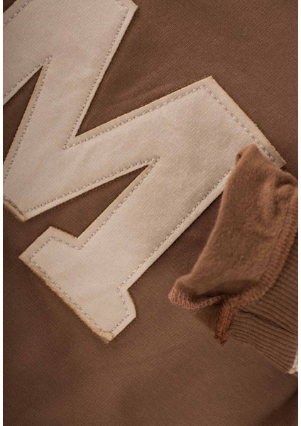 Aplikeli Sweatshirt Koyu Kahve fırsatları