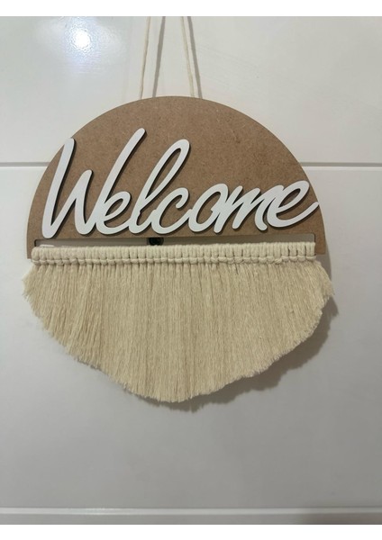 Welcome Yazılı Makrome Kapı Süsü