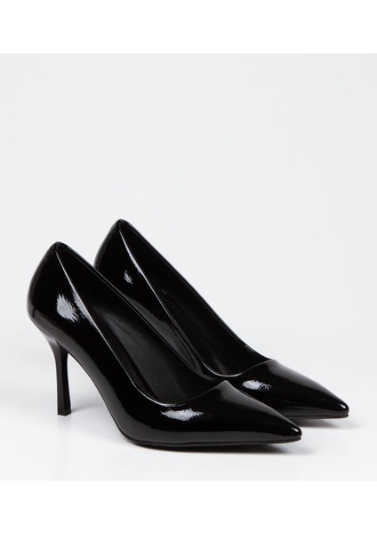 Kadın Rugan Siyah Topuklu Stiletto Ayakkabı ( Iç Astar Deri ) fırsatları