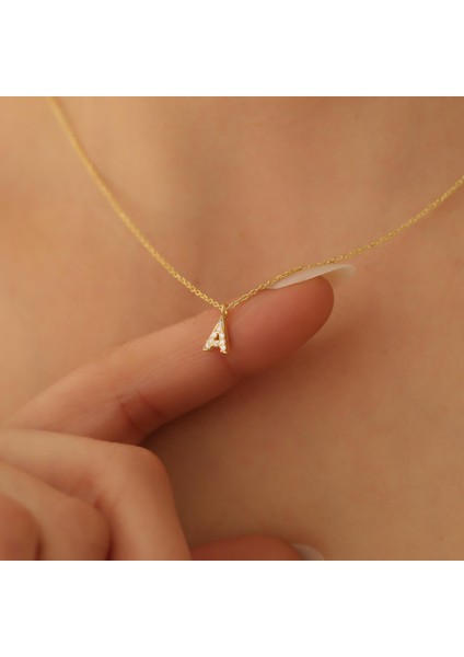925 Ayar Gümüş Taşlı Minimal Harf Kolye