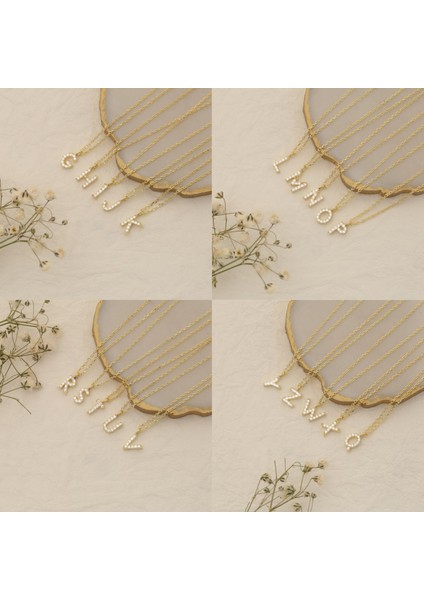 925 Ayar Gümüş Taşlı Minimal Harf Kolye