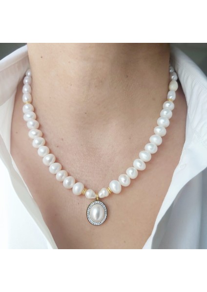 Gerçek Incili Çelik Uçlu Tasarım Kolye fırsatları