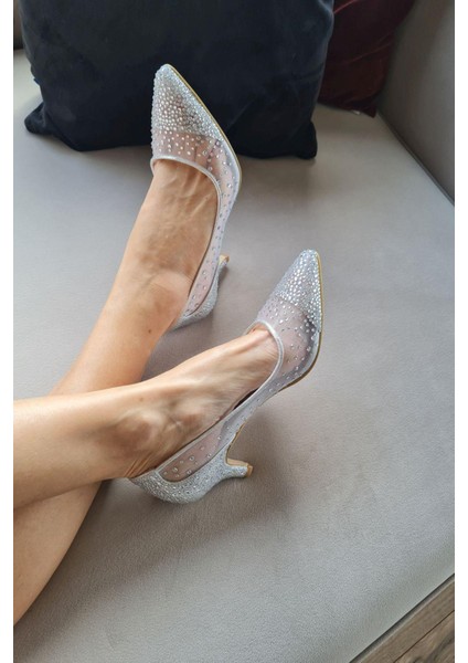 135 35 Topukla Kadın Tül Taşlı Alçak Topuklu Abiye Ayakkabı fırsatları