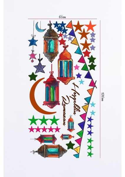 Tekno Trust Renkli Hoşgeldin Ramazan Renkli Fener Cam Sticker Çok Renkli fiyatları