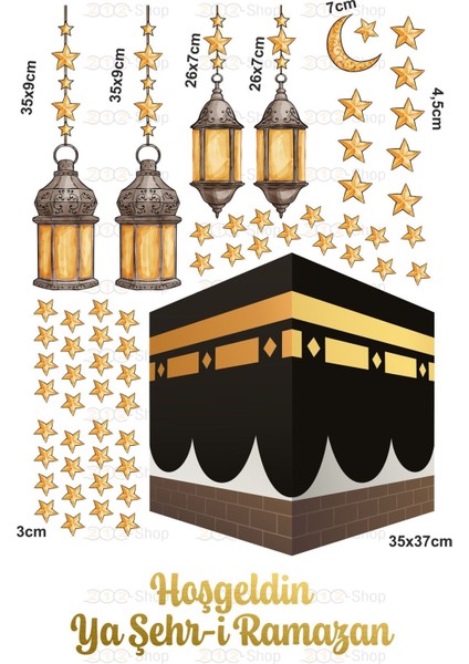 Tekno Trust 5+ Hoşgeldin Ya-Şehri Ramazan Kabe ve Fenerler Cam Yatak Odası Mutfak Balkon Duvar Süsü Kağıdı Stic fiyatları
