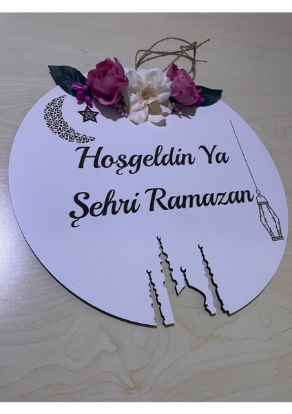 30 Hoşgeldin Ya Şehri Ramazan ? Kapı Süsü Ahşap Beyaz