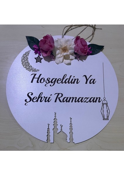 30 Hoşgeldin Ya Şehri Ramazan ? Kapı Süsü Ahşap Beyaz