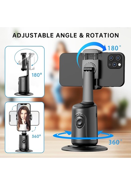 Aq1 Masa Üstü 360 Dönebilen Vucut ve Yüz Takipli Sensörlü Akıllı Mini Tripod Selfi Çubuğu Yapak Zeka