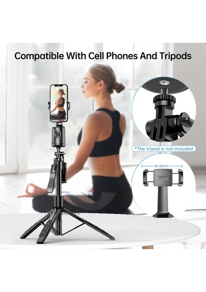 Aq1 Masa Üstü 360 Dönebilen Vucut ve Yüz Takipli Sensörlü Akıllı Mini Tripod Selfi Çubuğu Yapak Zeka