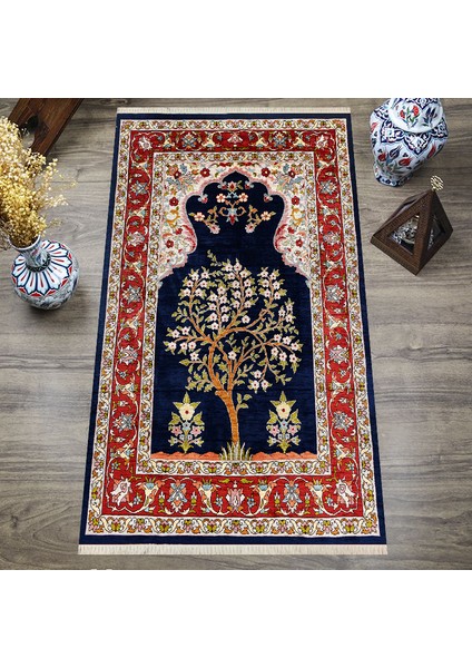 Tesbih Hediyeli Bambu Seccade Yumuşak Kalın Dokulu, Dokuma Tabanlı