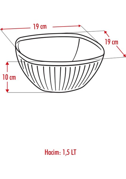 Akrilik Barok Füme Orta Boy Kare Meyve & Salata Kasesi & Karıştırma Kabı / 1,5 Lt (Cam Değildir)