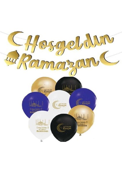 Tekno Trust Çok Renkli Hoşgeldin Ramazan Gold Yazı Ledli Balon Seti, Ramazan Ayı Süsleme Seti fırsatları