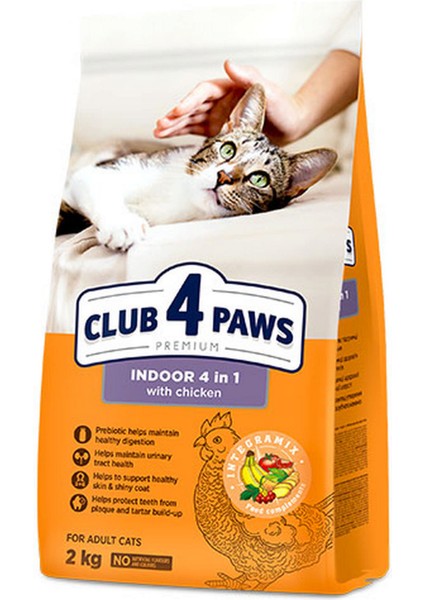 CLUB4PAWS Premium Indoor 4 In 1 Kedi Maması 2kg 276097