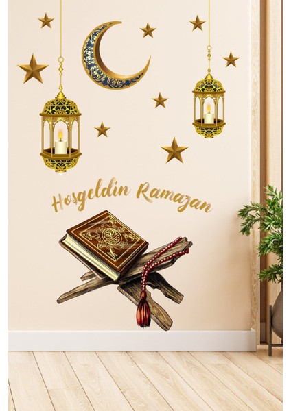 5+ Hoşgeldin Ramazan Ay Yıldız Set Sticker Bebek / Çocuk Odası Çok Renkli