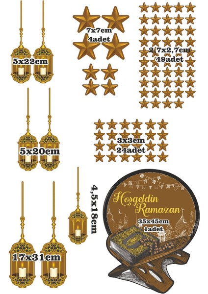 Tekno Trust 5+ Ramazan Ayı Temalı, Hoşgeldin Ramazan Duvar Cam Sticker Çıkartma Seti Salon / Oturma Odası Çok R fırsatları